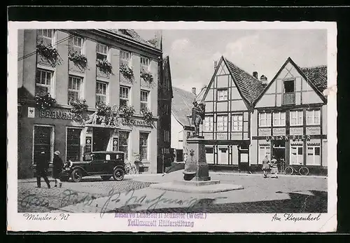 AK Münster i. W., Partie am Gasthaus Brauhaus Kiepenkerl