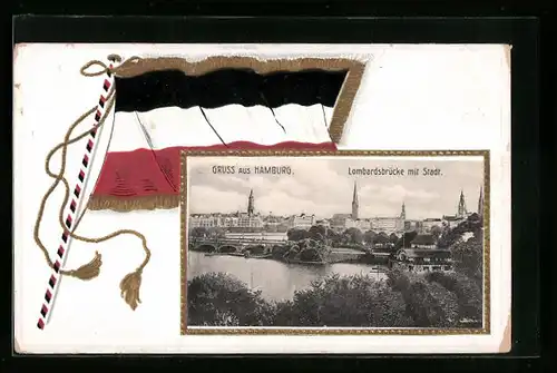 Präge-AK Hamburg-Neustadt, Lombardsbrücke mit Stadt