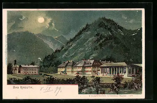 Mondschein-Lithographie Bad Kreuth, Gebäudeansichten