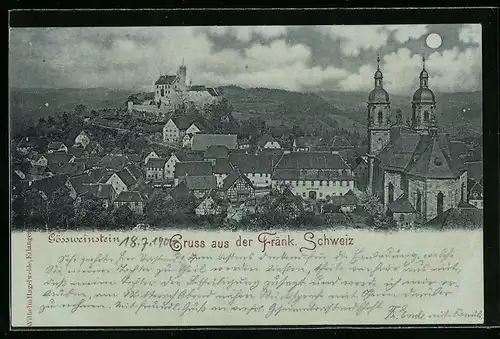 AK Gössweinstein / Fränk. Schweiz, Teilansicht mit Kirche und Schloss