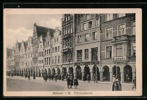 AK Münster i. W., Geschäfte am Prinzipalmarkt