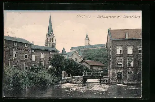 AK Siegburg, Mühlengraben mit Michaelsberg