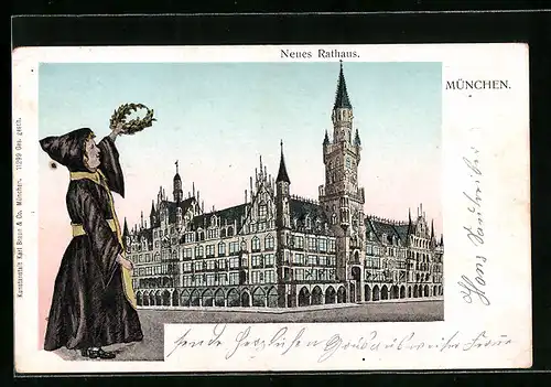 AK München, Neues Rathaus, Münchner Kindl