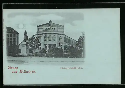 Mondschein-AK München, Theater am Gärtnerplatz