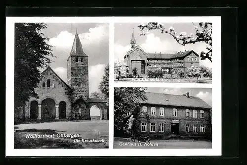 AK Ottbergen, Kreuzkapelle, Gasthaus H. Nöhren, Franziskanerkloster