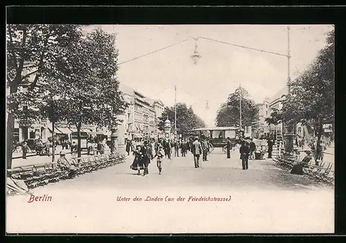 AK Berlin, Unter den Linden (an der Friedrichstrasse)