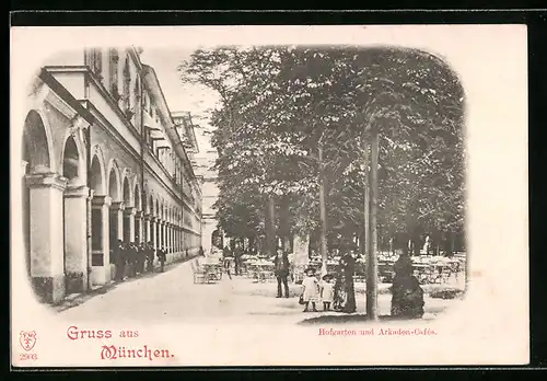 AK München, Hofgarten und Arkaden-Cafés