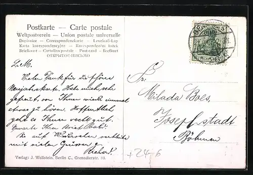 Künstler-AK Berlin, Strassenbahn ist im Schnee stecken geblieben