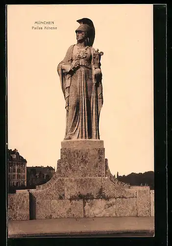 AK München, Pallas Athene auf der Maximiliansbrücke