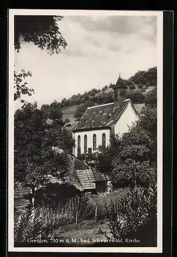 AK Gresgen /Schwarzwald, Ortspartie an der Kirche