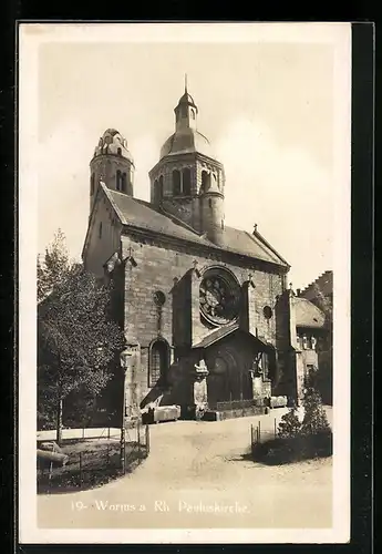 AK Worms a. Rhein, Ortspartie an der Pauluskirche