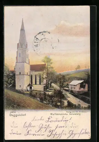 AK Deggendorf, Blick zur Wallfahrtskirche Geiersberg