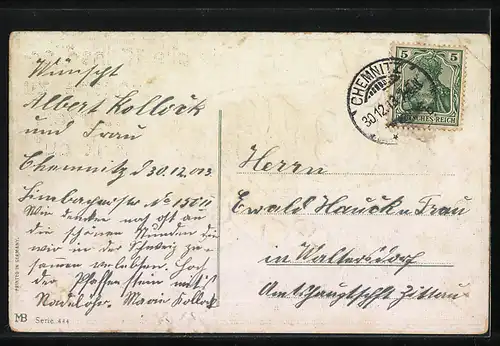 AK Jahreszahl 1914 mit Kleeblättern