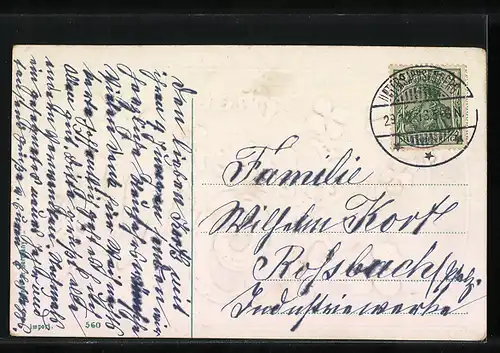 AK Jahreszahl 1914 mit Kleeblättern