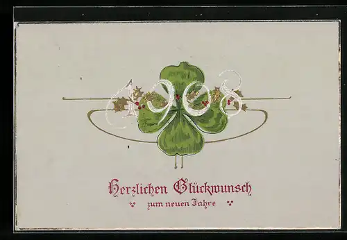 AK Jahreszahl 1908 mit Kleeblatt