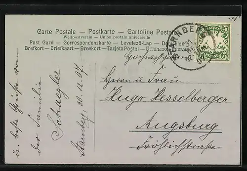 AK Jahreszahl 1908 mit Kleeblatt