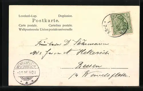 AK Jahreszahl 1905, Telegramm, Hufeisen