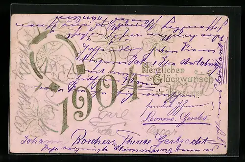 AK Jahreszahl 1904 mit Hufeisen