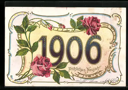AK Jahreszahl 1906 mit Rosen