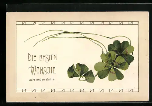 AK Die besten Wünsche zum neuen Jahre, Kleeblatt