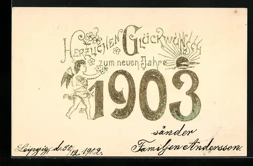 AK Jahreszahl 1903 mit Glücksengelchen