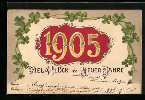 AK Jahreszahl 1905 mit Kleeblattrahmen