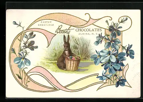 AK Osterhase mit Blüten zum Feste