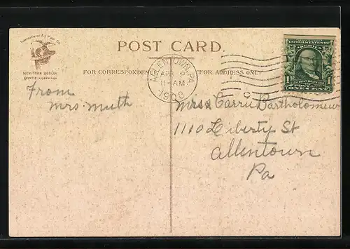 AK Osterküken auf einem Hut, Veilchen