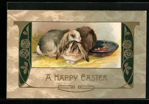 AK Osterhasen mit Futternapf