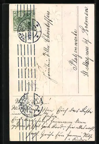 AK Mädchen mit Blumenkorb zu Neujahr