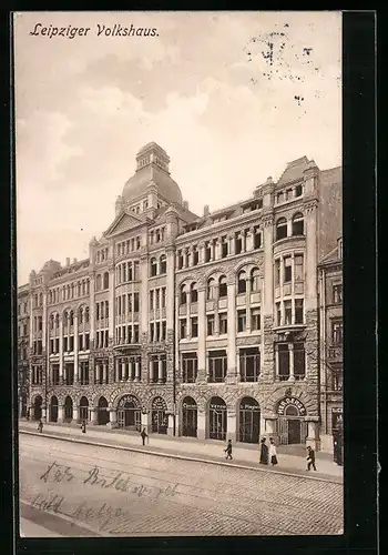 AK Leipzig, Strasse am Volkshaus