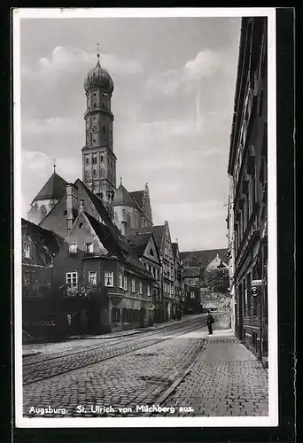 AK Augsburg, St. Ulrich von Milchberg aus