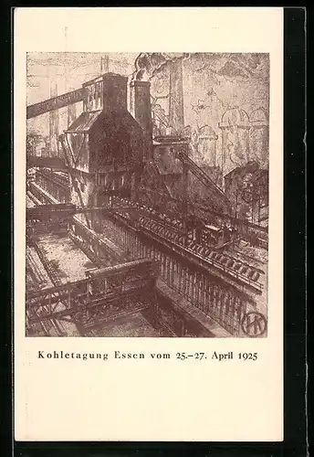 Künstler-AK Hamborn a. Rh., Kohletagung Essen 1925, Koppers-Verbundöfen a.d. Kokerei Bruckhausen