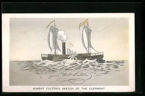 Künstler-AK Robert Fulton`s sketch of the Clermont