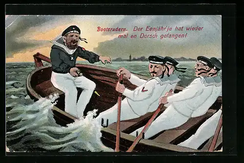 AK Bootsrudern, Der Eenjähr`je hat wieder mal en Dorsch gefangen!