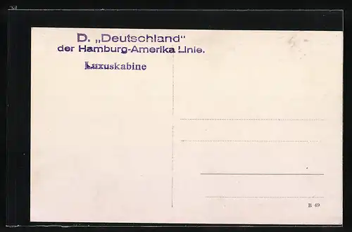 AK Passagierschiff D. Deutschland der Hamburg-Amerika Linie, die Luxuskabine