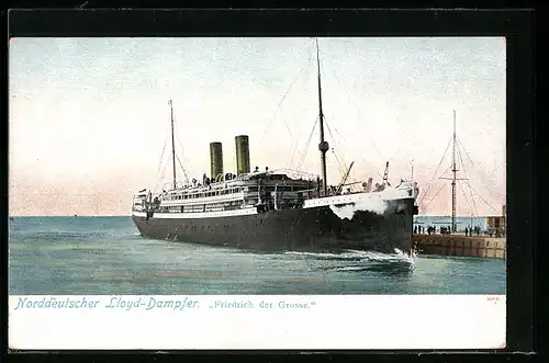 AK Nordd. Lloyd-Dampfer Friedrich der Grosse, Einfahrt in einen Hafen