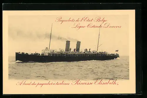 AK Dampfer Princesse Elisabeth, Linie Ostend-Doures, Ganzsache