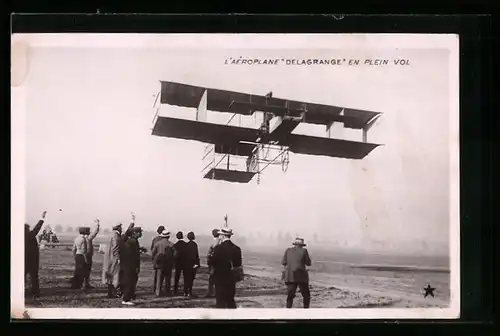 AK Doppeldecker-Flugzeug Delagrange kurz nach dem Start