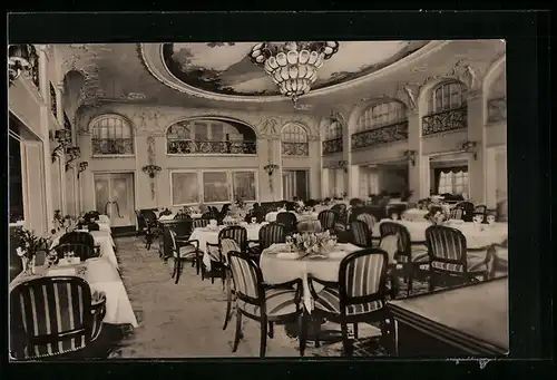 AK Hamburg-Amerika Linie, Passagierschiff New York, Speisesaal 1. Kl.