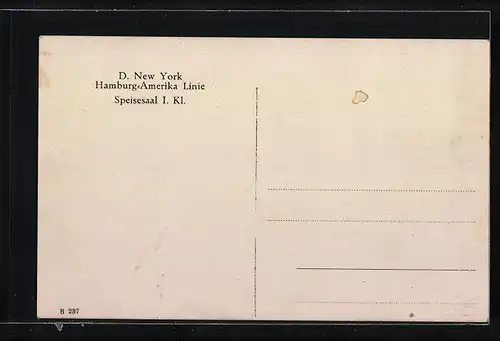 AK Hamburg-Amerika Linie, Passagierschiff New York, Speisesaal 1. Kl.