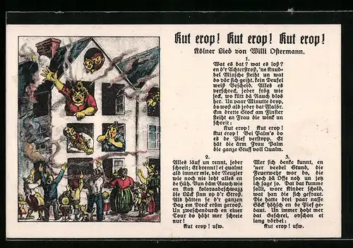 AK Lied: Kut erop! Kut erop! Kut erop, Leute in einem brennenden Haus