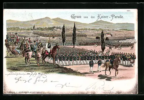 Lithographie Gruss von der Kaiser-Parade, Kaisermanöver