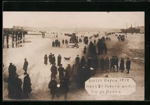 AK Kiel, Hafen nach 30 Jahren wieder zugefroren 1922