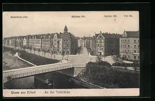 AK Erfurt, An der Talbrücke, Blücher-Strasse, Gerber-Strasse