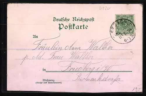 Vorläufer-Lithographie Erbach i. Odw., 1894, Eulbacher Schloss, Marktplatz, Ortsansicht