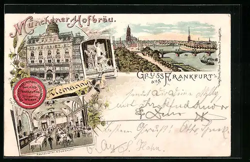 Lithographie Frankfurt a. M., Restaurant Münchener Hofbräu, Alemannia