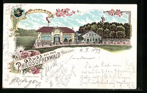 Lithographie Giessen, Restaurant zum Philosophen-Wald