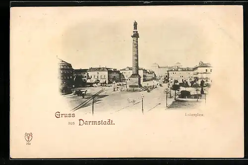 AK Darmstadt, Luisenplatz aus der Vogelschau