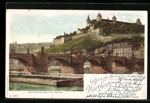 AK Würzburg, Festung und alte Brücke